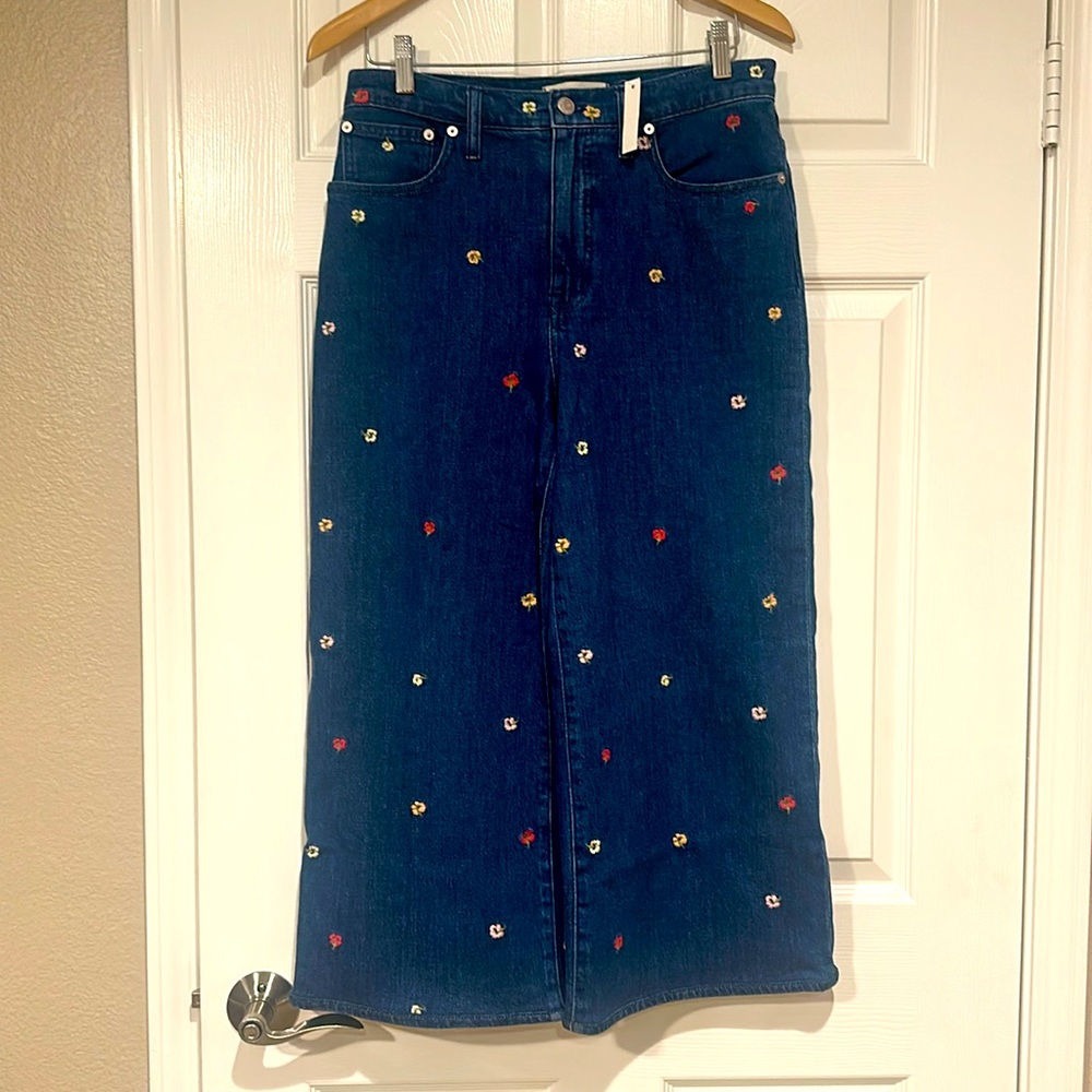 Madewell Wide Leg embroidered Crop jeans
